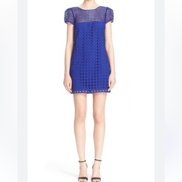 Milly Blue Chloe Illusion Net Dress - Picture 12 of 12